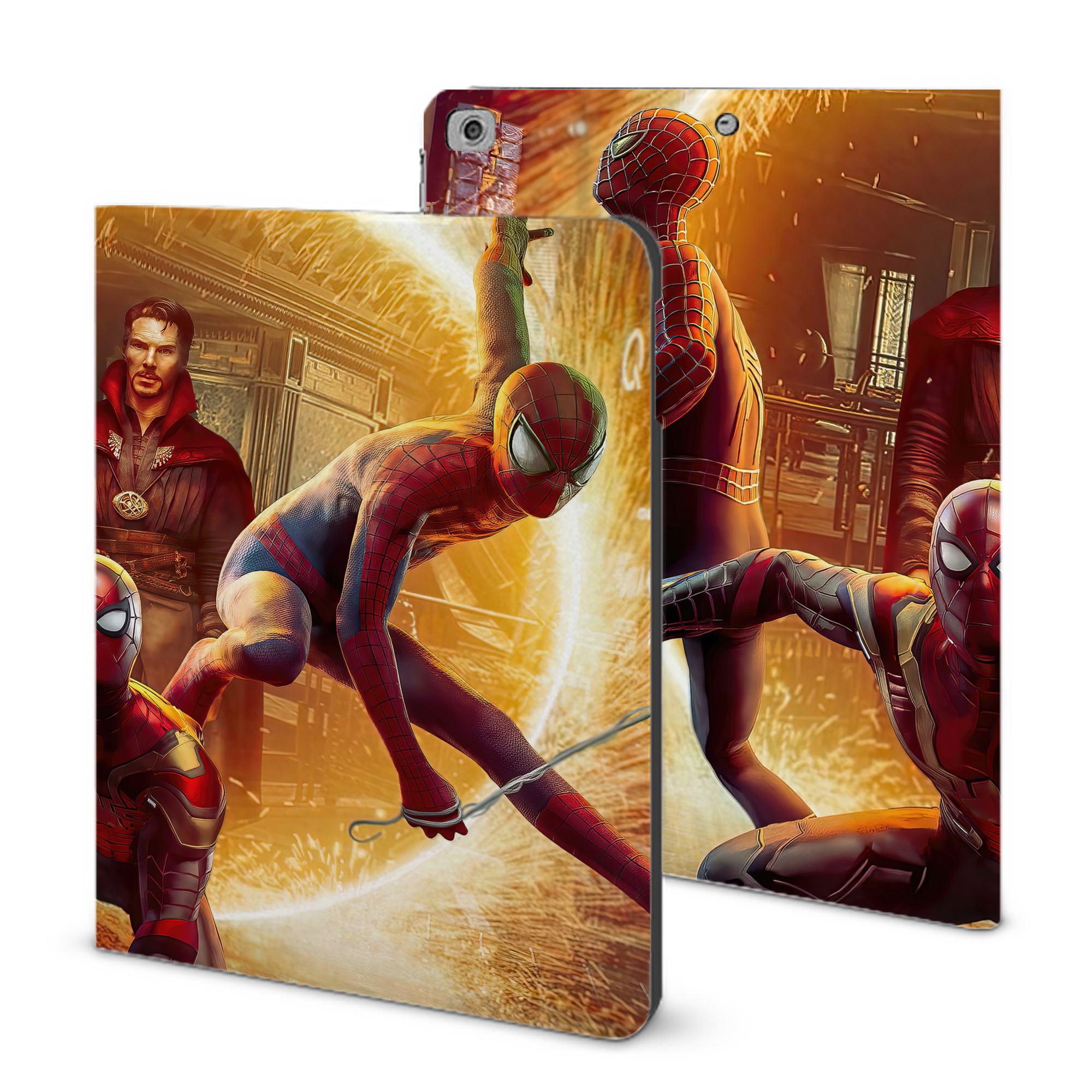 （画像用） Spider Man スパイダーマン IPad ケース ブック型 PUレザー TPU 耐衝撃 軽量 薄型 ペン収納なし 全面保護 IPad 各モデル対応
